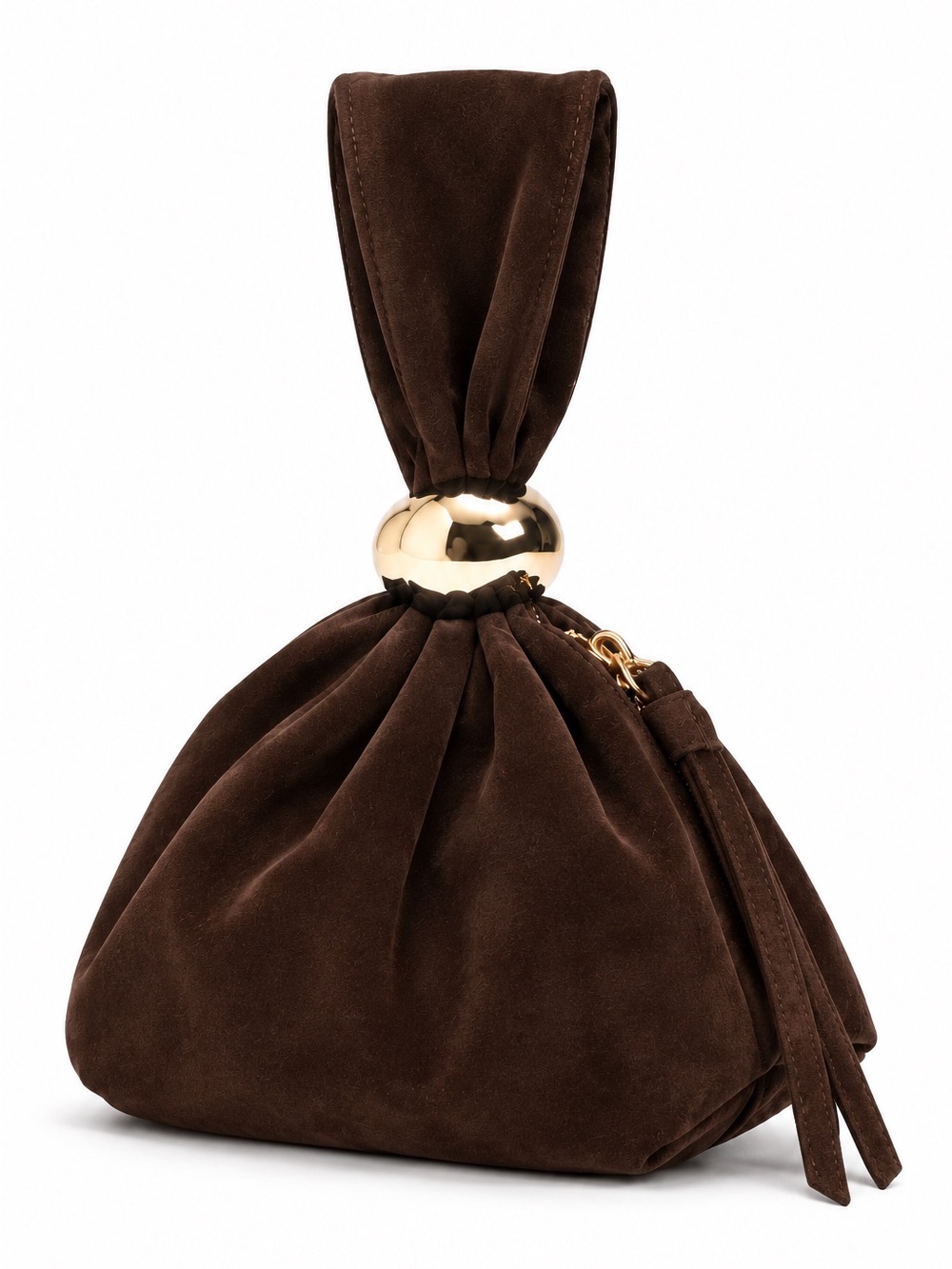 Rachel Zoe Chocolate Brown Suede Wristlet Clutch Gold Hardware